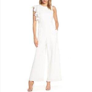 Elegant White Ruffle Sleeve Jumpsuit